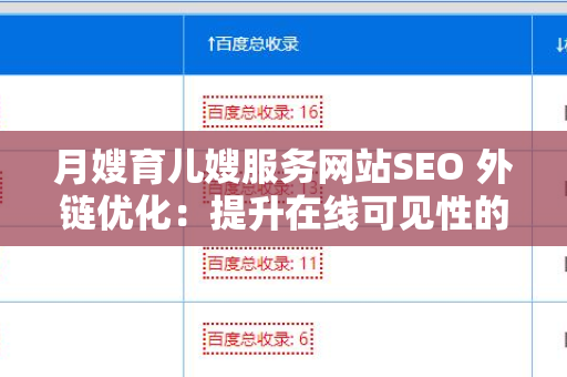 月嫂育儿嫂服务网站SEO 外链优化：提升在线可见性的关键策略