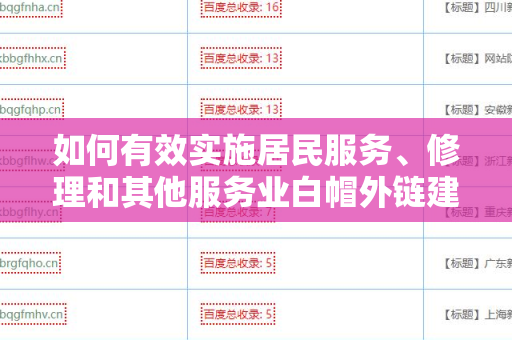 如何有效实施居民服务、修理和其他服务业白帽外链建设？