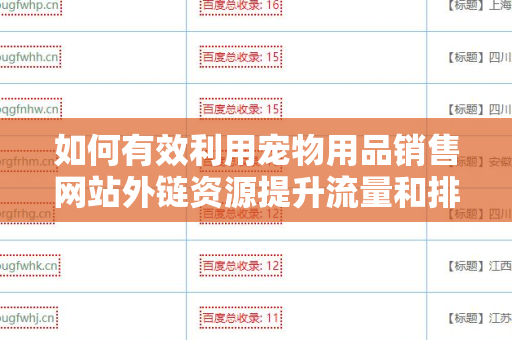 如何有效利用宠物用品销售网站外链资源提升流量和排名
