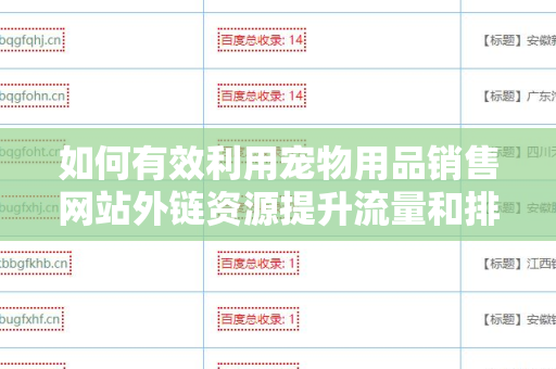 如何有效利用宠物用品销售网站外链资源提升流量和排名
