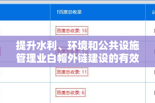 提升水利、环境和公共设施管理业白帽外链建设的有效策略