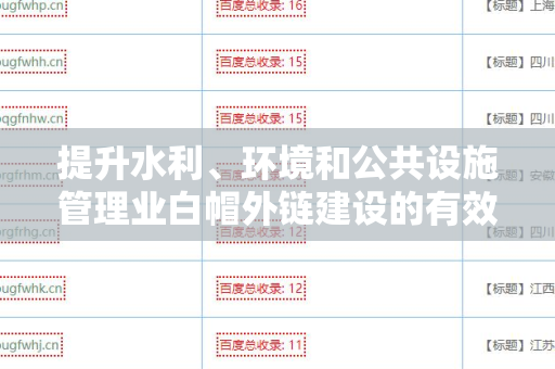 提升水利、环境和公共设施管理业白帽外链建设的有效策略