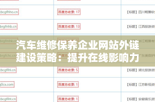 汽车维修保养企业网站外链建设策略：提升在线影响力的有效方法