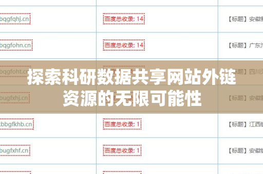 探索科研数据共享网站外链资源的无限可能性