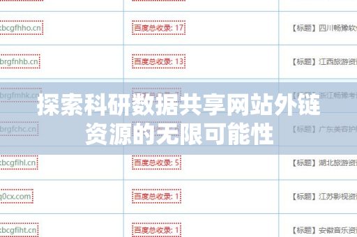 探索科研数据共享网站外链资源的无限可能性