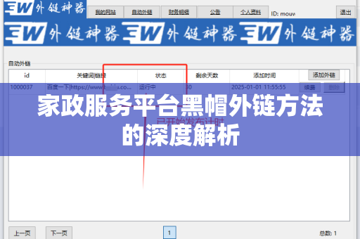 家政服务平台黑帽外链方法的深度解析