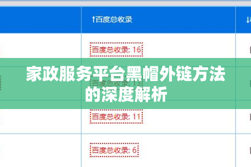 家政服务平台黑帽外链方法的深度解析