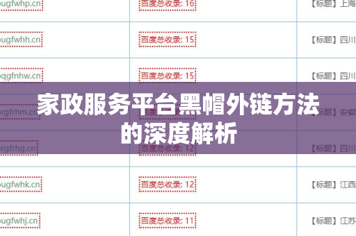 家政服务平台黑帽外链方法的深度解析