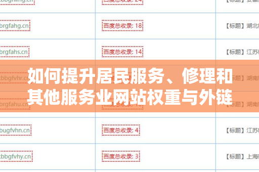 如何提升居民服务、修理和其他服务业网站权重与外链关系？