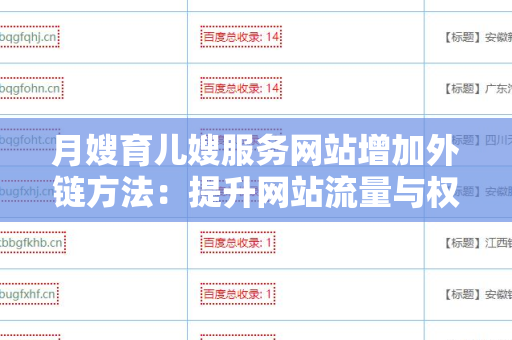 月嫂育儿嫂服务网站增加外链方法：提升网站流量与权重的有效策略