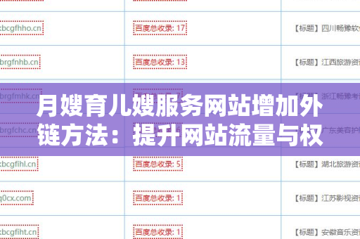 月嫂育儿嫂服务网站增加外链方法：提升网站流量与权重的有效策略