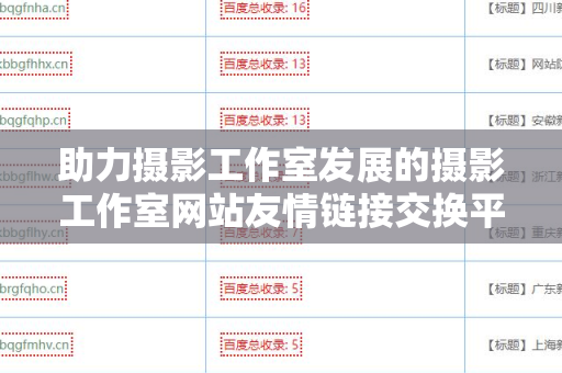 助力摄影工作室发展的摄影工作室网站友情链接交换平台