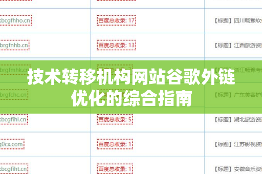 技术转移机构网站谷歌外链优化的综合指南
