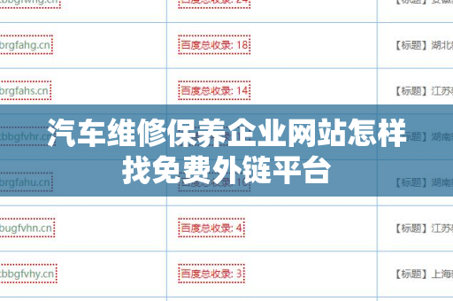 汽车维修保养企业网站怎样找免费外链平台