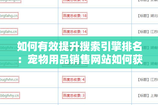 如何有效提升搜索引擎排名：宠物用品销售网站如何获取外链资源