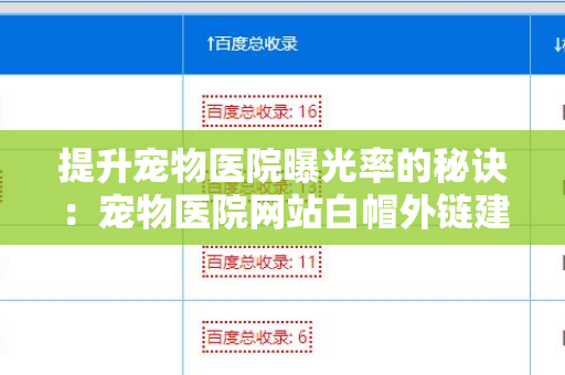 提升宠物医院曝光率的秘诀：宠物医院网站白帽外链建设