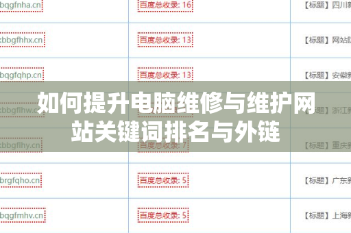如何提升电脑维修与维护网站关键词排名与外链