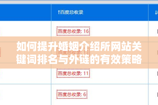 如何提升婚姻介绍所网站关键词排名与外链的有效策略