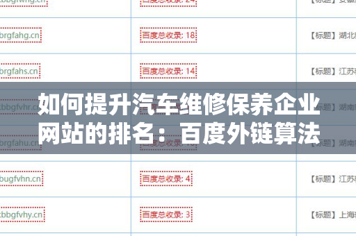 如何提升汽车维修保养企业网站的排名：百度外链算法的深度分析