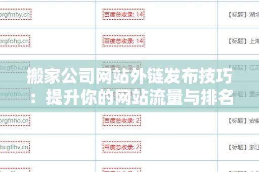 搬家公司网站外链发布技巧：提升你的网站流量与排名