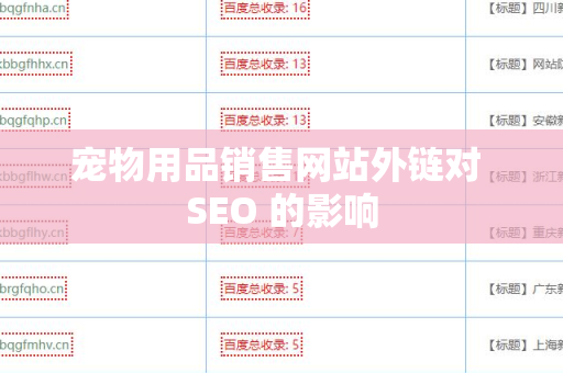 宠物用品销售网站外链对 SEO 的影响