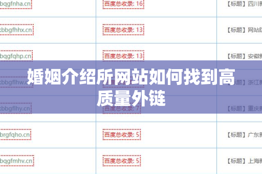 婚姻介绍所网站如何找到高质量外链