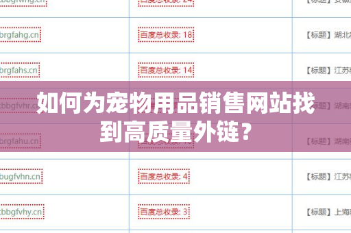 如何为宠物用品销售网站找到高质量外链？