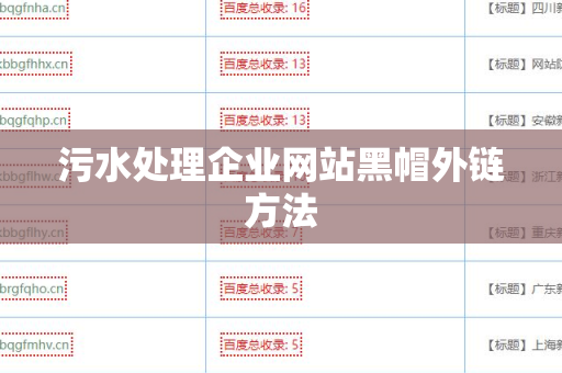 污水处理企业网站黑帽外链方法