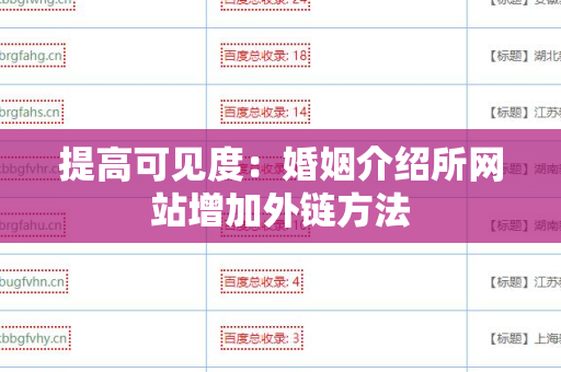提高可见度：婚姻介绍所网站增加外链方法