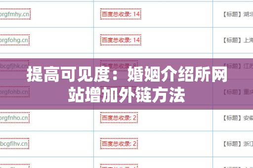 提高可见度：婚姻介绍所网站增加外链方法