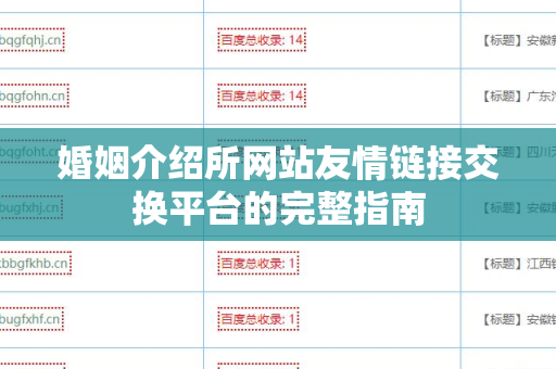 婚姻介绍所网站友情链接交换平台的完整指南