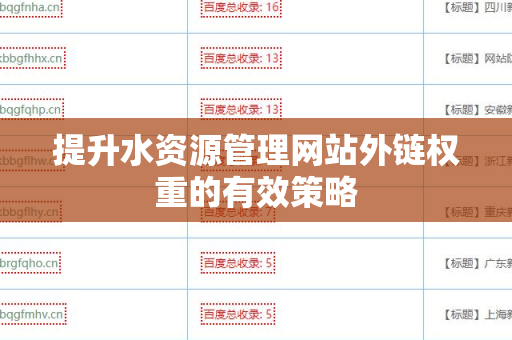 提升水资源管理网站外链权重的有效策略
