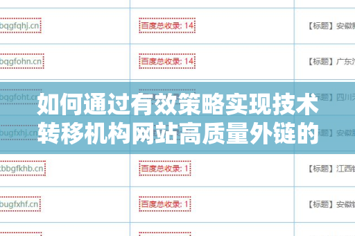 如何通过有效策略实现技术转移机构网站高质量外链的获取