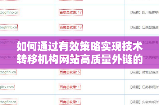 如何通过有效策略实现技术转移机构网站高质量外链的获取