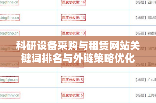 科研设备采购与租赁网站关键词排名与外链策略优化