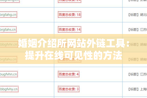 婚姻介绍所网站外链工具：提升在线可见性的方法