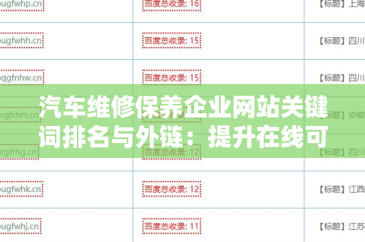 汽车维修保养企业网站关键词排名与外链：提升在线可见性的秘诀