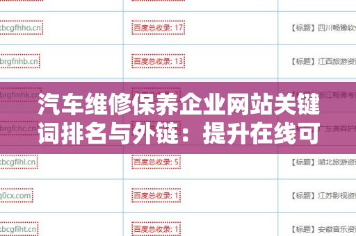 汽车维修保养企业网站关键词排名与外链：提升在线可见性的秘诀