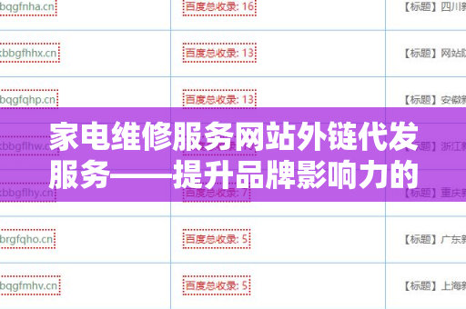 家电维修服务网站外链代发服务——提升品牌影响力的必备策略