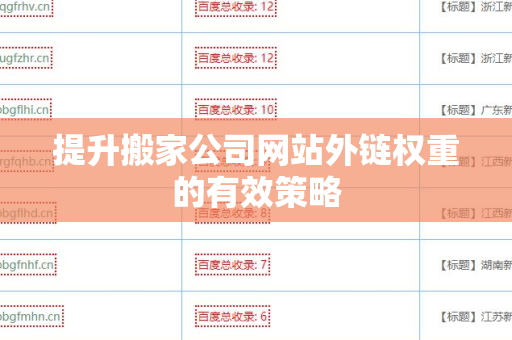 提升搬家公司网站外链权重的有效策略