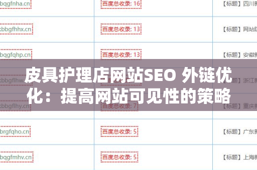 皮具护理店网站SEO 外链优化：提高网站可见性的策略