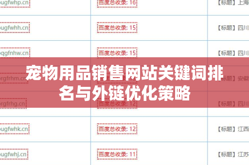 宠物用品销售网站关键词排名与外链优化策略