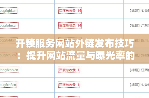 开锁服务网站外链发布技巧：提升网站流量与曝光率的最佳实践
