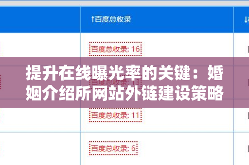提升在线曝光率的关键：婚姻介绍所网站外链建设策略