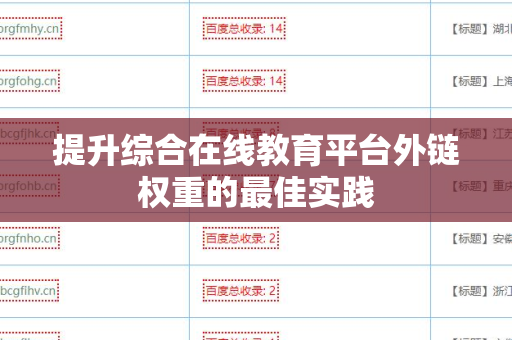 提升综合在线教育平台外链权重的最佳实践