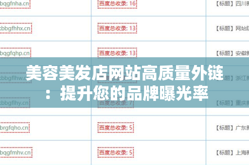 美容美发店网站高质量外链：提升您的品牌曝光率