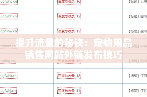 提升流量的秘诀：宠物用品销售网站外链发布技巧