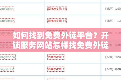 如何找到免费外链平台？开锁服务网站怎样找免费外链平台