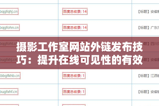 摄影工作室网站外链发布技巧：提升在线可见性的有效策略