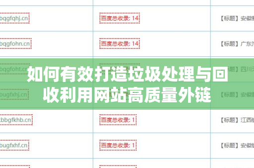 如何有效打造垃圾处理与回收利用网站高质量外链